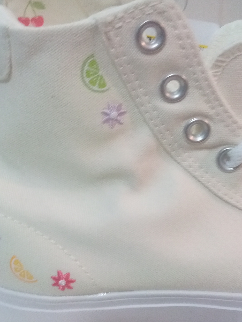 Converse All Star White High-Top Sneakers Sz 11 Fruit Accents NWT $75 - Picture 2 of 5
